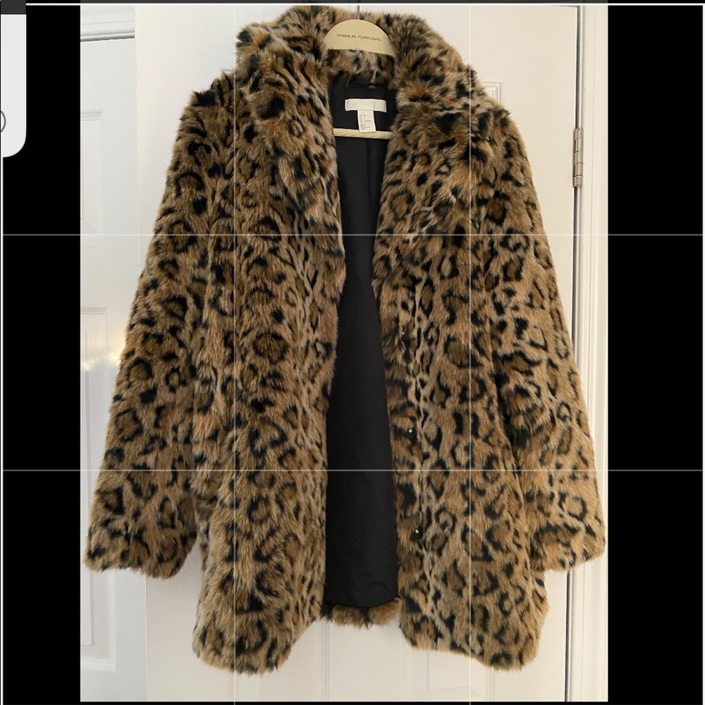 Leopard faux fur coat